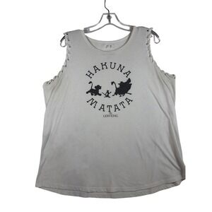 The Lion King Hakuna Matata XL Graphic Tank Top Braided‎ Shoulder Cream Disney